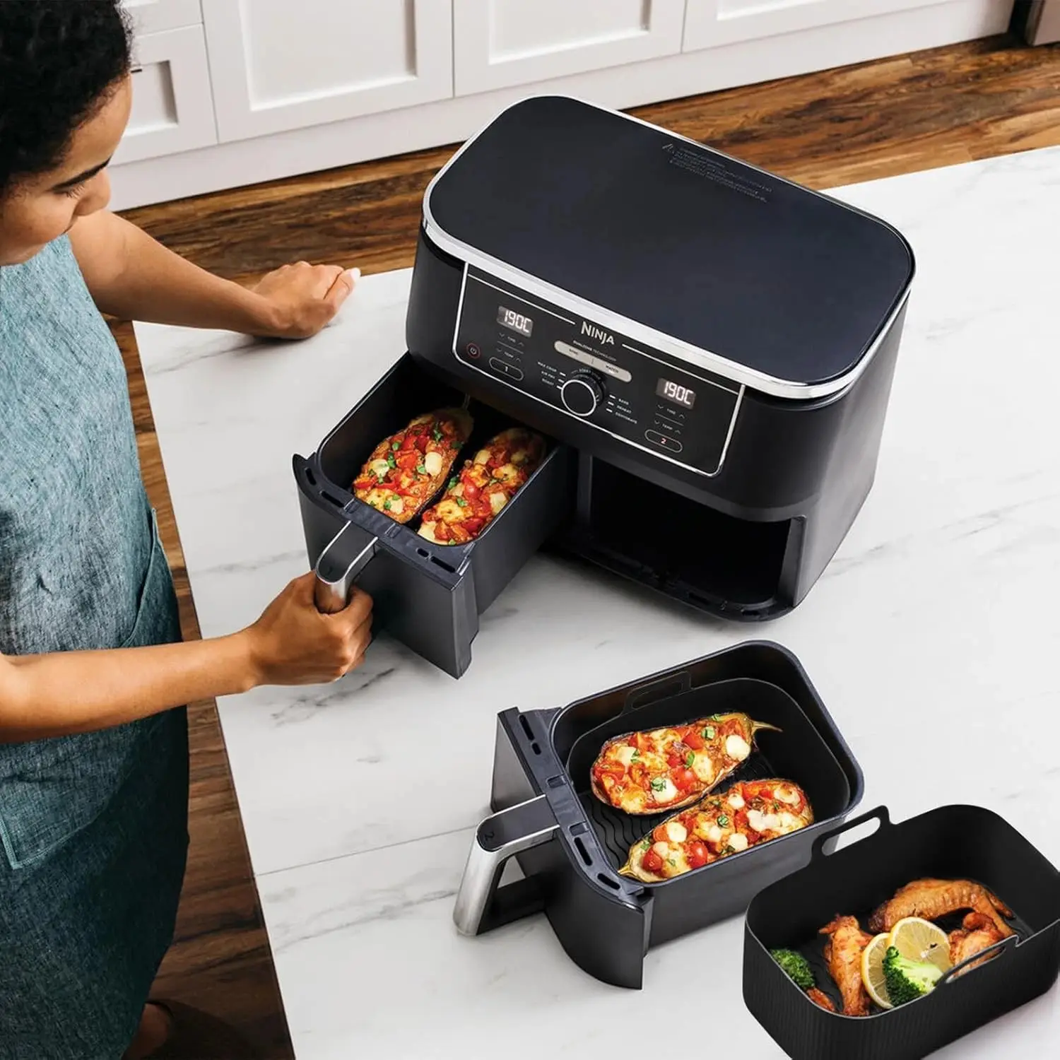 2x Air Fryer Silicone Pot Rectangle Baking