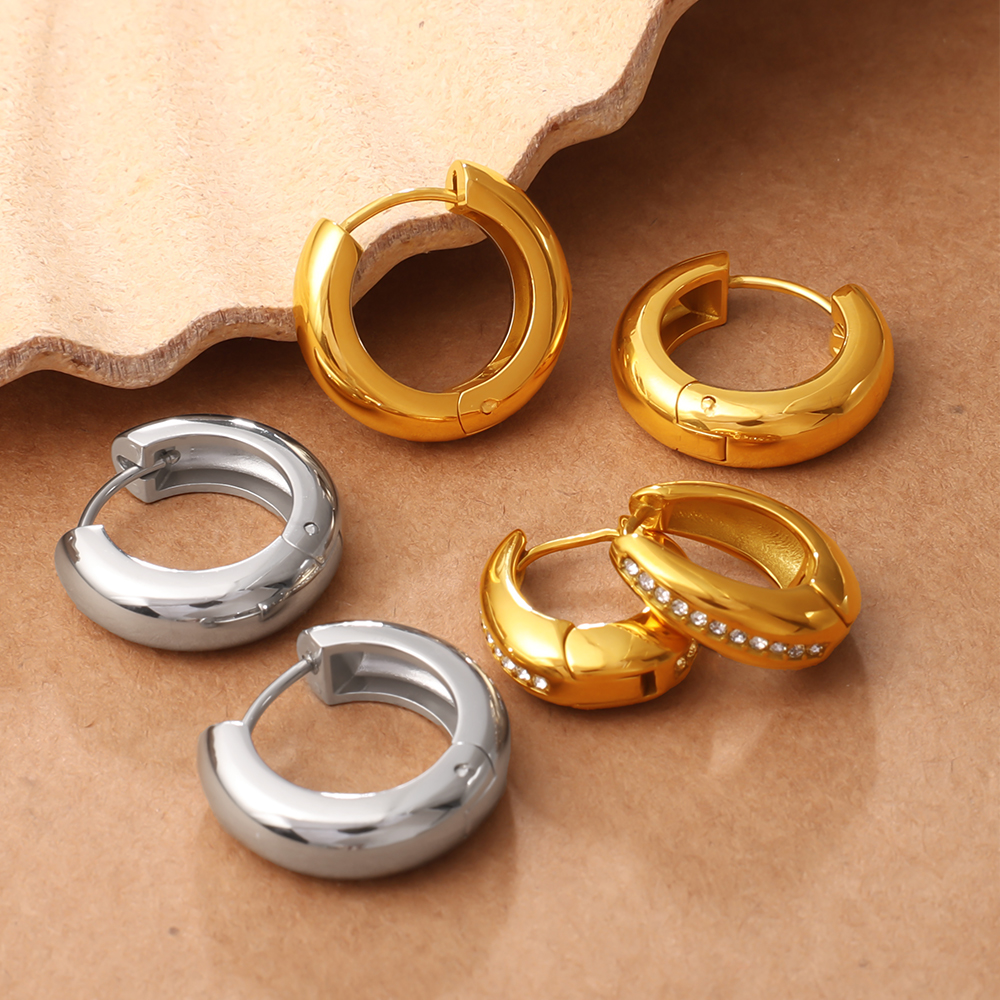 Classic Korean Style, Simple And Smooth Plain Hoop Earrings, High end Minimalist Titanium... thumbnail 1