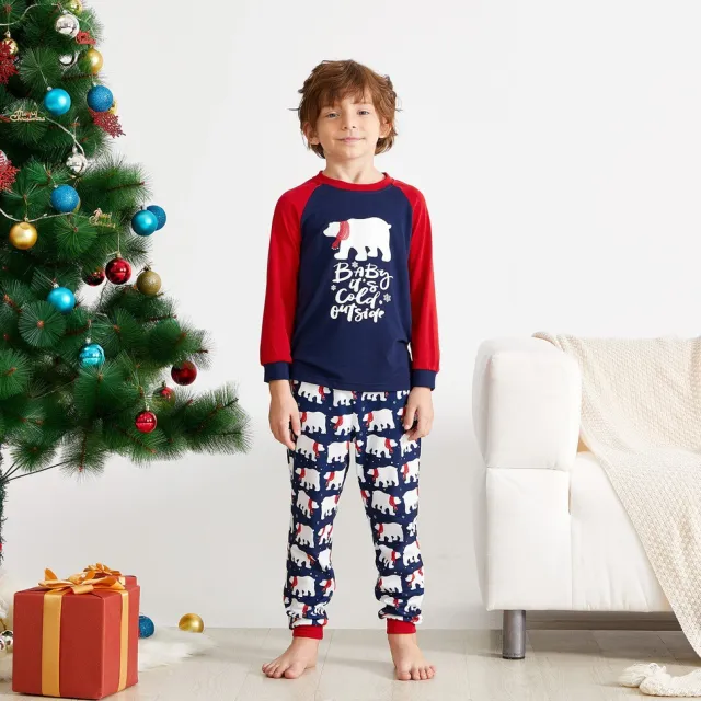 New Christmas Elements Printed Parent Child Wear Set Family Wear Home Wear Set Dark Blue - Shop at LoveMi