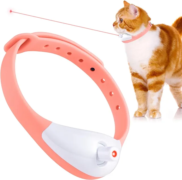 Wearable Automatic Cat Toys With LED Lights Electric Smart Amusing Collar For Kitten Interactive Cat Toys For Indoor Cats Pet Exercise Toys USB Rec... Pink - Shop at LoveMi