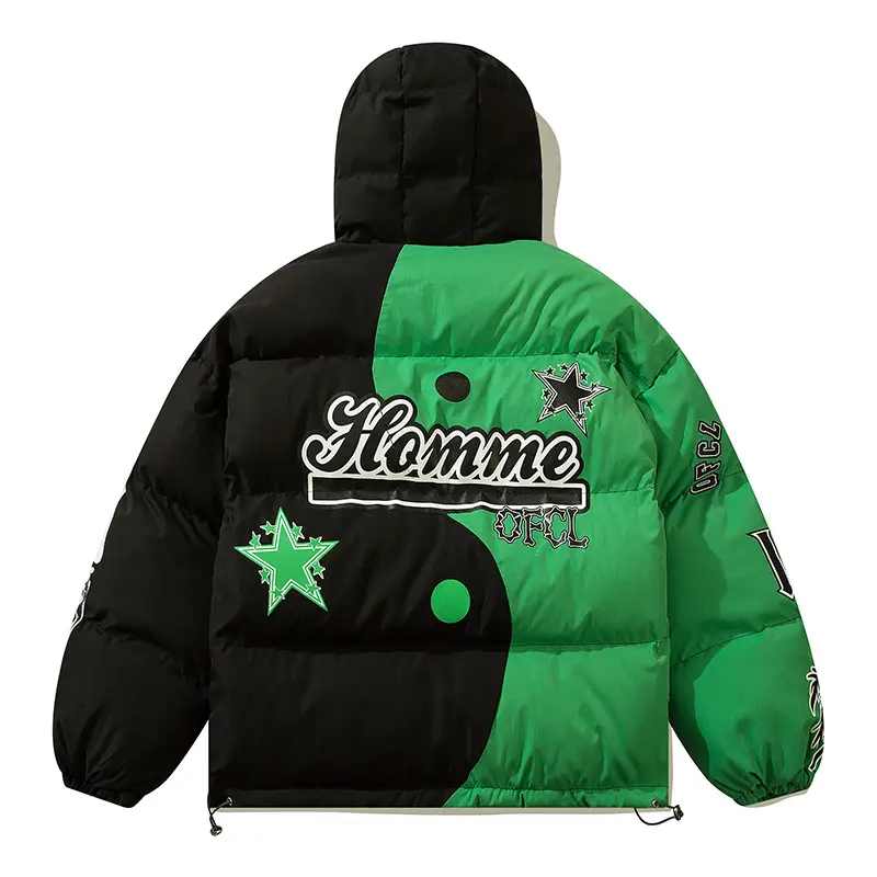 Men's Stitching Personality Plus Fleece Hooded Jacket
