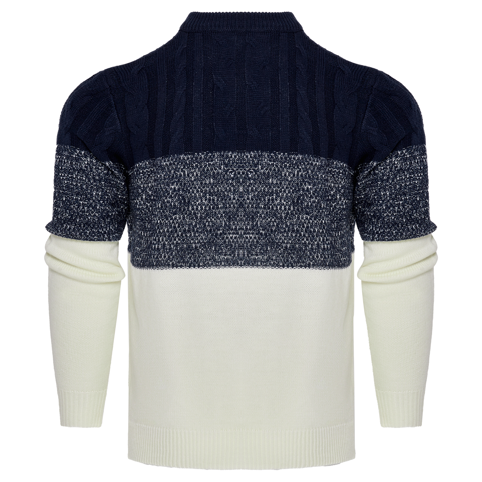 Mens-Casual-Color-Block-Long-Sleeve-Cable-Knit-Pullover-Sweater