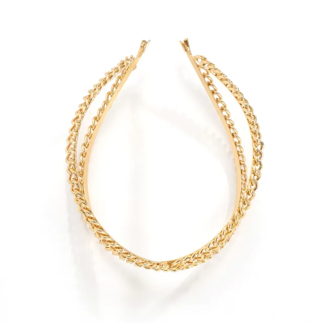 Metal Cutout Cross Braided Geometric Headband Gold - Shop at LoveMi