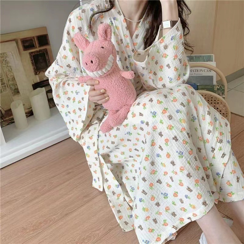 Title 5, Long Sleeve Nightgown Cute Bear Nightdress Wome...