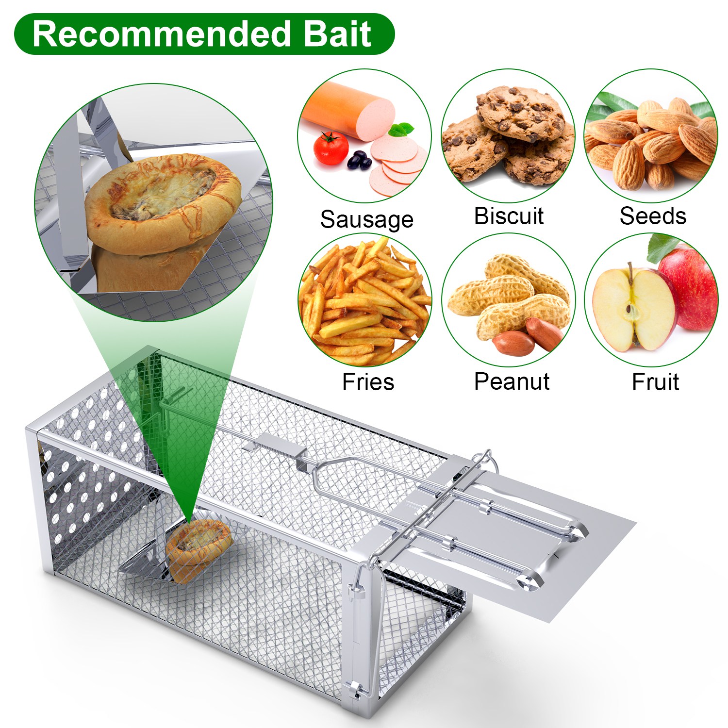 1Pc Single Door Rat Trap Cage Humane Rodent Trap Mouse Trap Indoor Outdoor For Small Rodents Mice Voles Hamsters — view 4