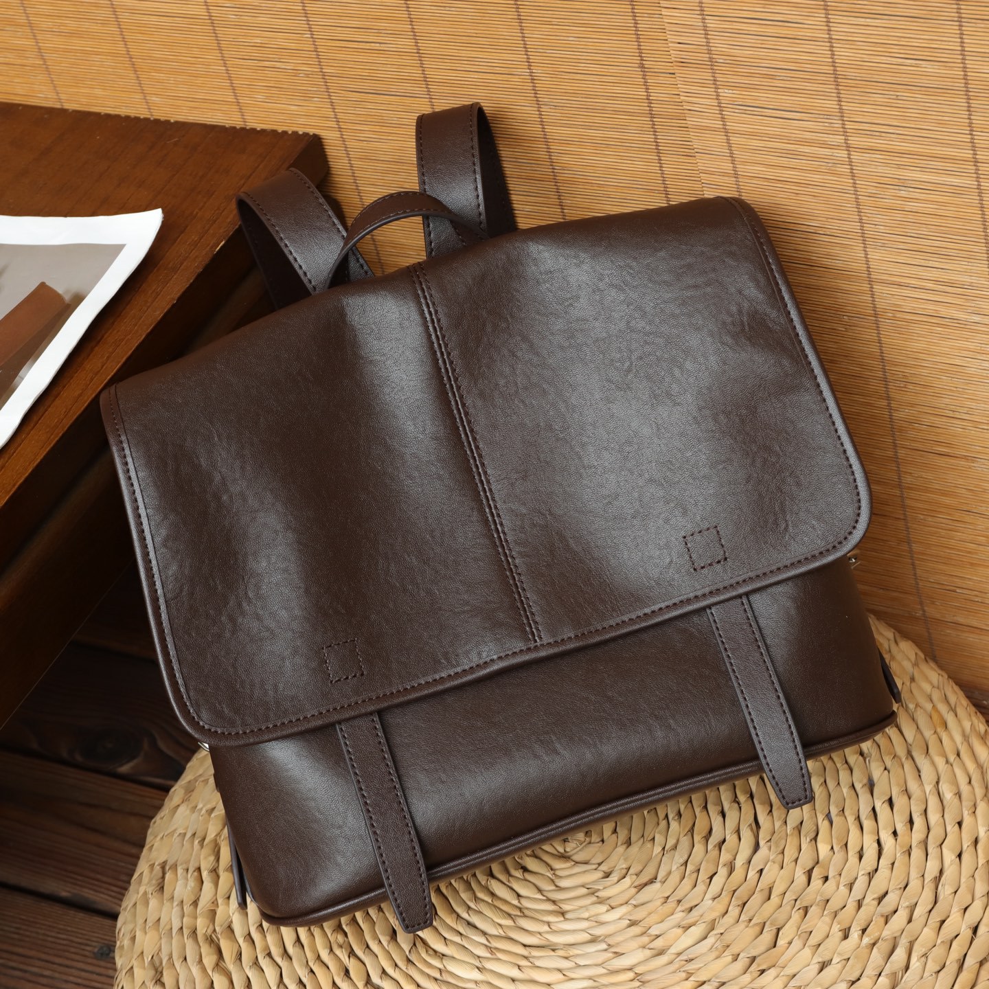 Sac à dos transfrontalier en cuir tanné végétal de qualité supérieure pour femme – Image 8