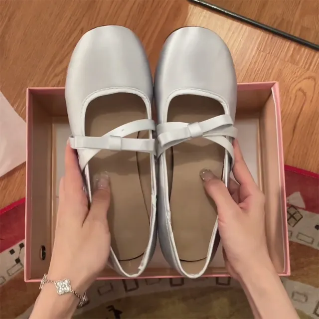 Summer Shallow Mouth Ballet Round Toe Single Shoes Silver - Shop at LoveMi