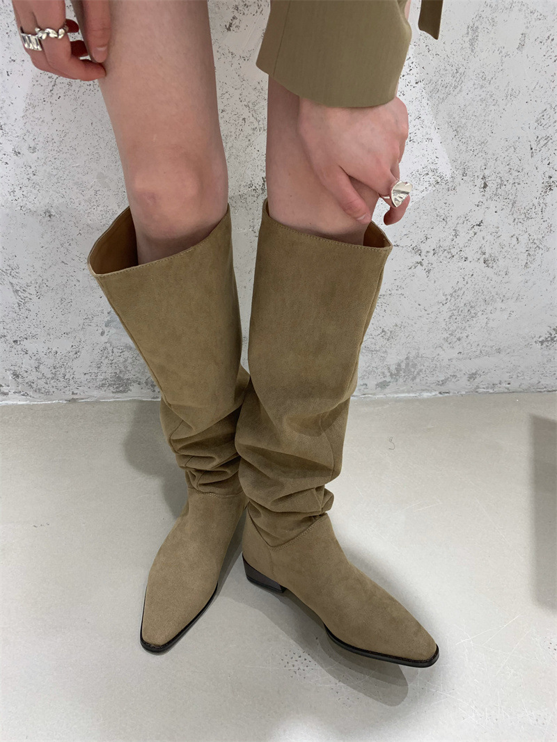 Title 4, Square Toe Suede Women Thick Heel Two Wear Fash...