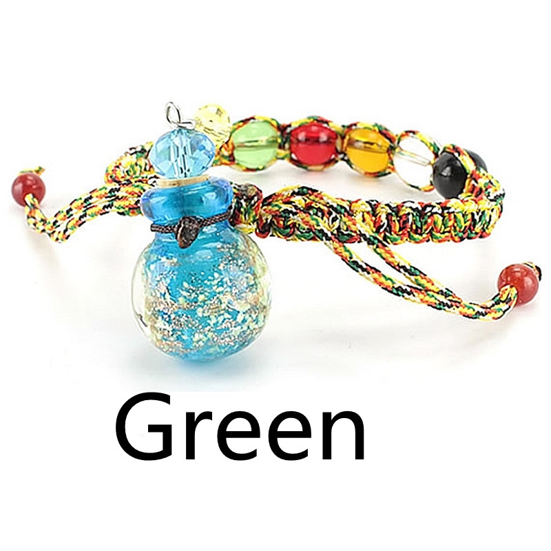 Luminous Glass Essential Oil Aromatherapy Bottle Color Rope Bracelet