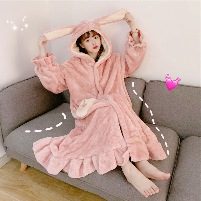 Title 3, Coral Fleece Loose Long Sleeve Nightgown Super ...