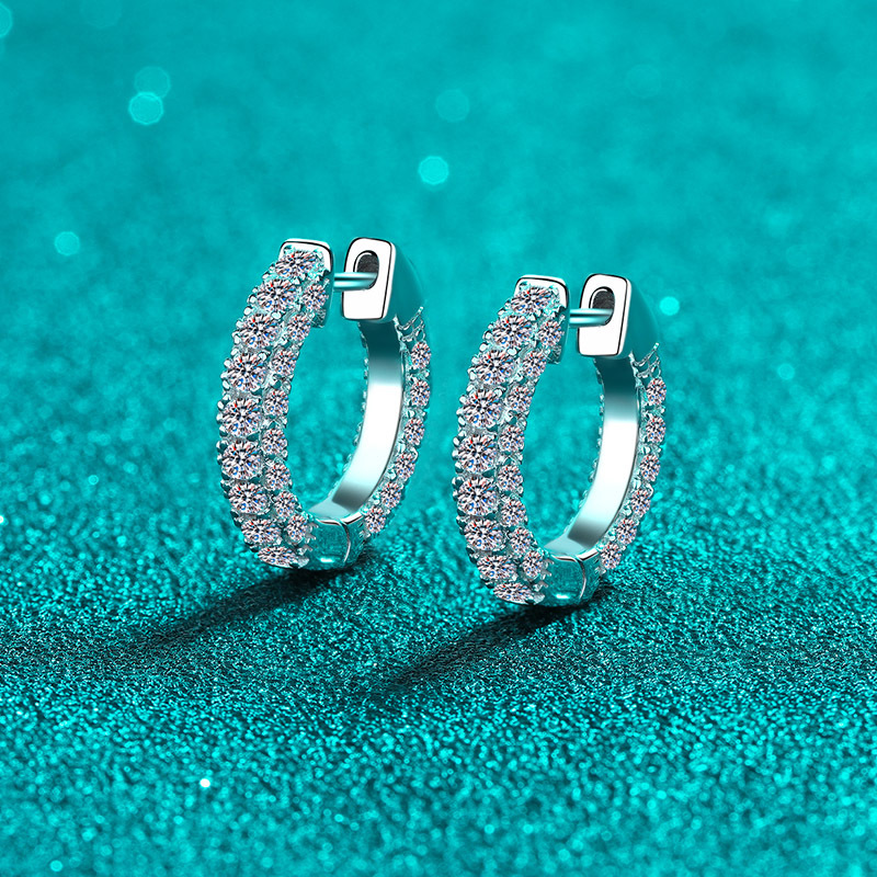 925 Sterling Silver Small Buckle Mossstone Earrings