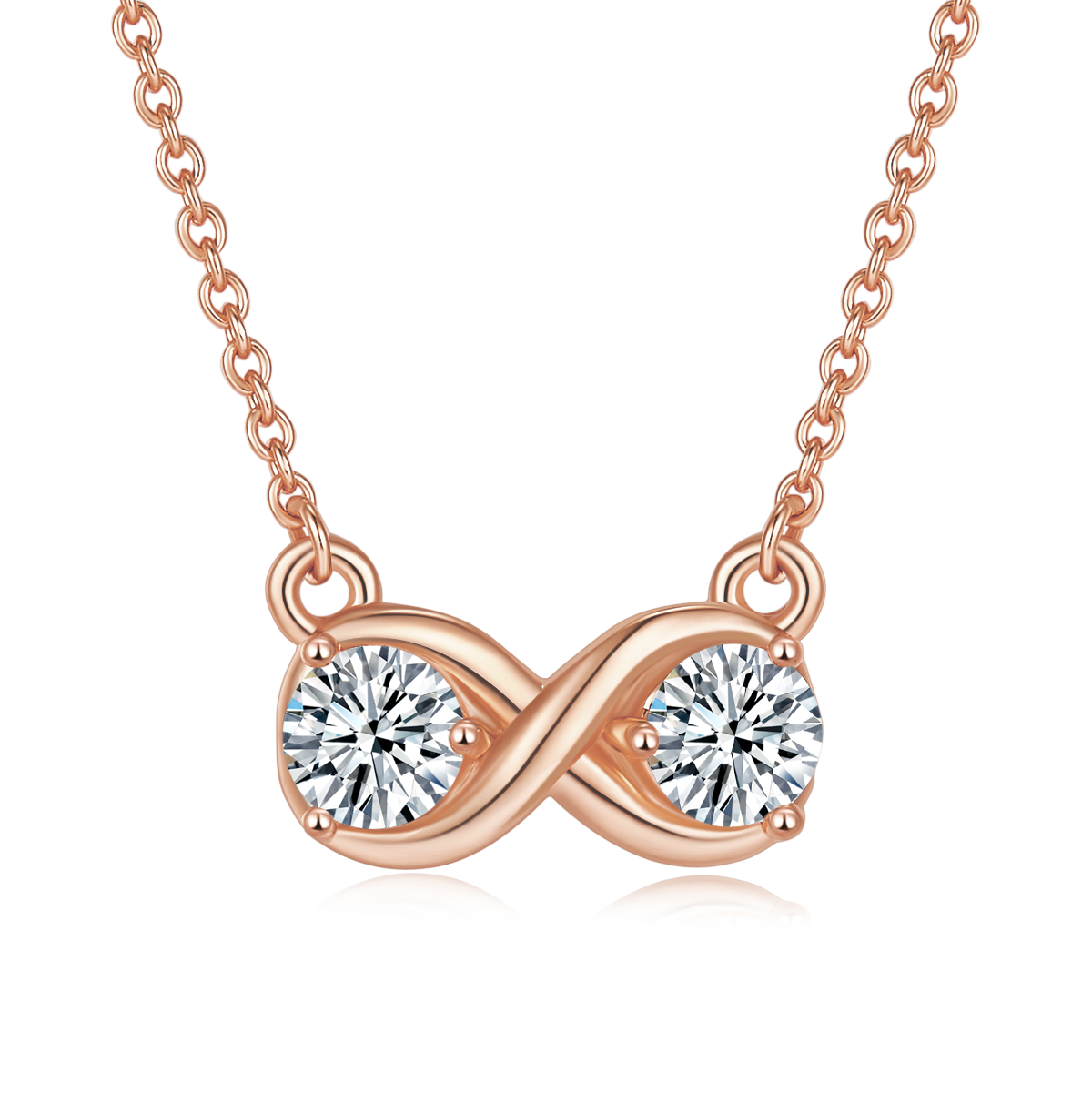 3.1g S925 Sterling Silver 1CT Moissanite Infinity Necklace 45cm  2 Stone Pendant With GRA, Platinum Plated Romantic Jewelry Gift Box Set For Women