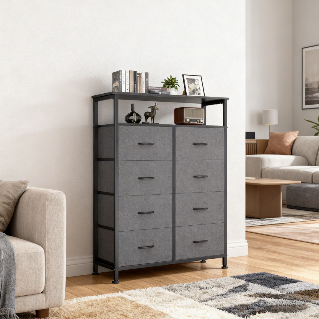 8-Drawer Fabric Dresser With Open Shelf, 45.9-inch Tall Storage Cabinet For Bedroom Closet Organization image 40