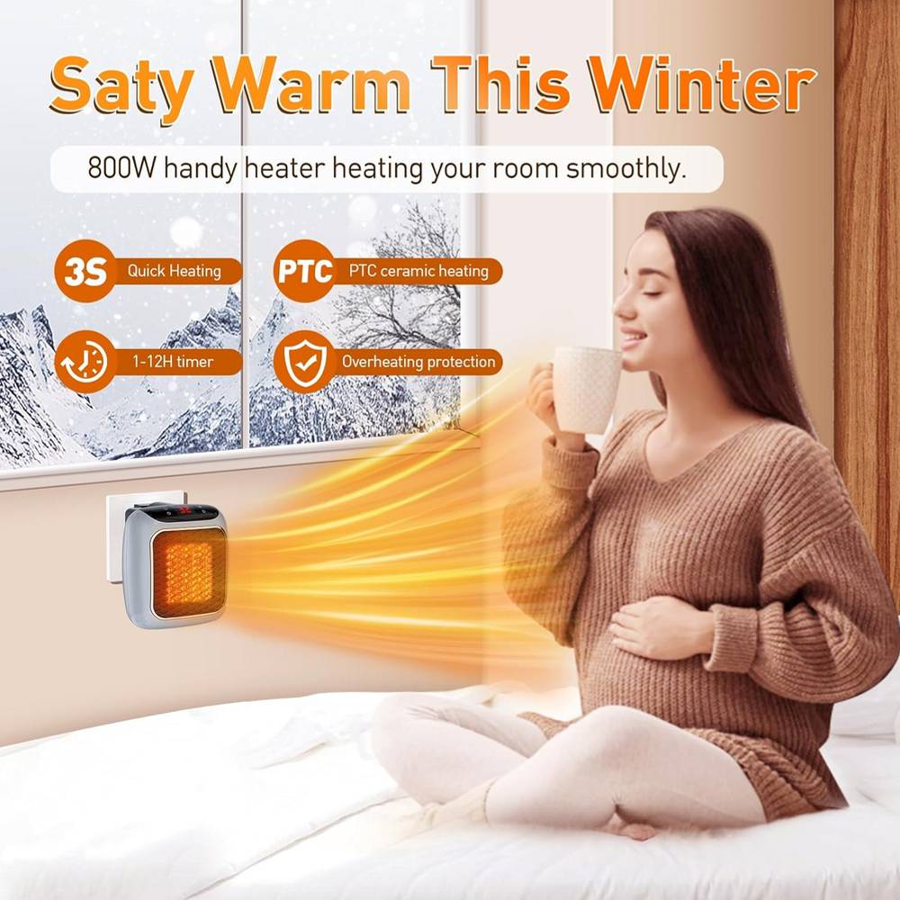 Wall Plug In Heater Fan Ceramic Space Low Energy 3S Fast Heating -Remote — image 7