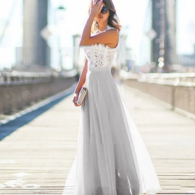 20 New Versatile Chiffon Waist slimming Long Dress High Waist Pleated Skirt Gray - Shop at LoveMi
