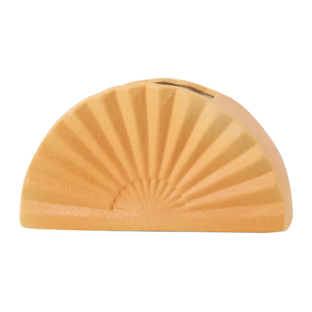 Large Fan shaped Nordic Ceramic Vase Art Decoration Orange - Shop at LoveMi