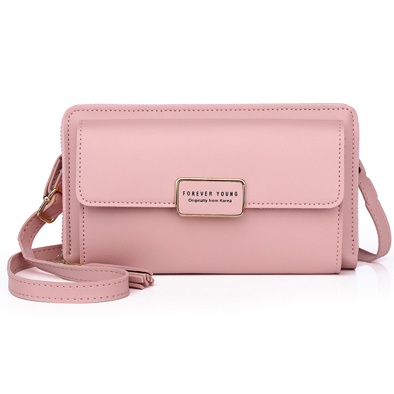 One shoulder Messenger Tassel Large capacity Zipper Phone Bag Pink - Shop at LoveMi