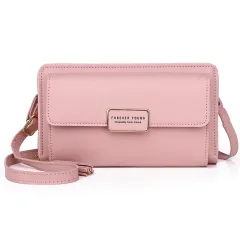 One-shoulder Messenger Tassel Large-capacity Zipper Phone Bag - Pink - View 1