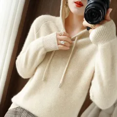 New Hooded Thickened Knitted Hoodie Loose Women - Velvet Rice - View 1