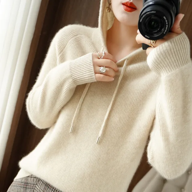 New Hooded Thickened Knitted Hoodie Loose Women Velvet Rice - Shop at LoveMi