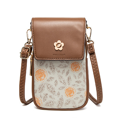 Women's Korean Style PU Printed Zipper Buckle Crossbody Bag