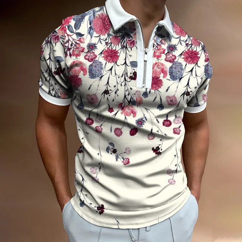 Various Printed Lapels Short-sleeved Pullover