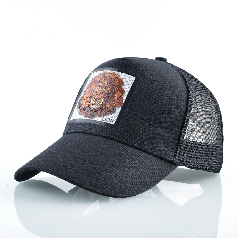 Summer Men's Mesh Lion Pattern Colorblock Baseball Hat