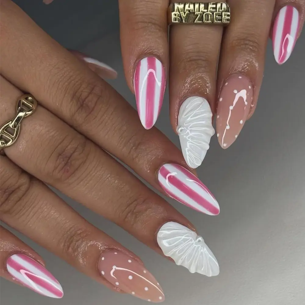 Of Short Almond-shaped Acrylic Nail Stickers