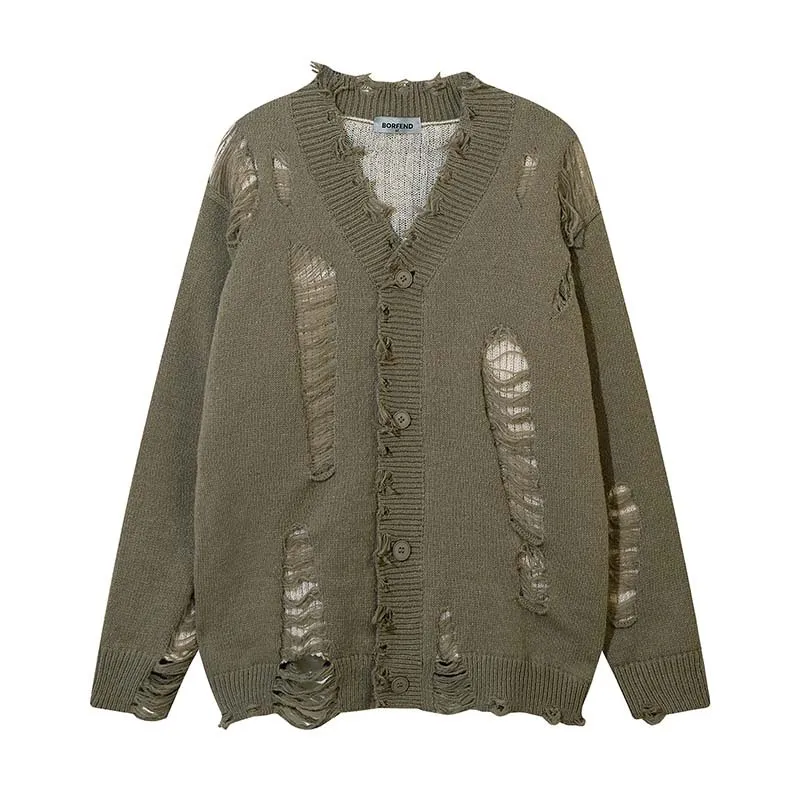 Double-layer Sweater With Cut-out - Khaki