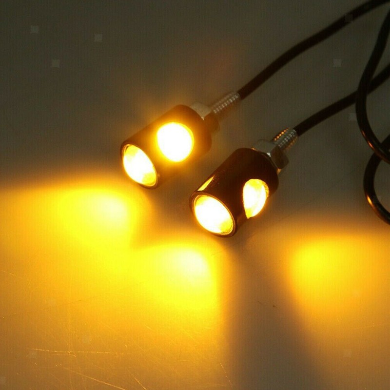 2X LED Black Micro Mini Tiny Small Indicators Turn Signal Motorcycle Motor Bike