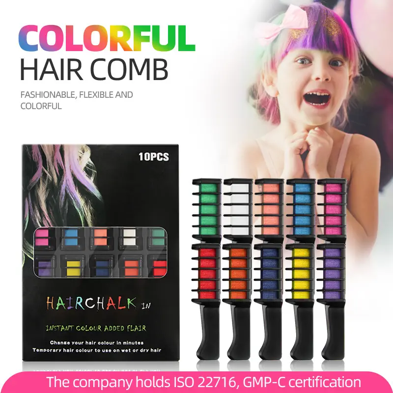 Hair Dye Comb Disposable 10-color Chalk Colorful