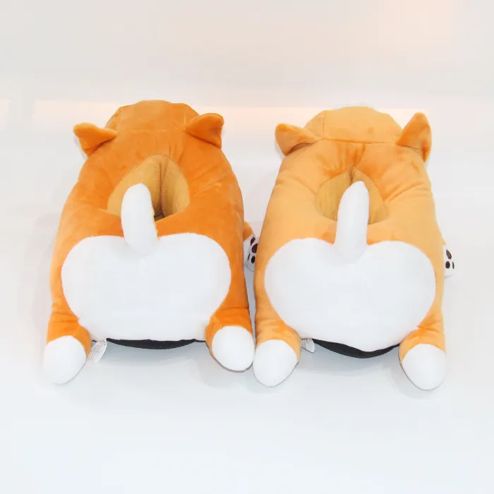 Plush Corgi House Slippers, Cute Warm Animal Slippers for Women and Men (One Size) - detail photo 4