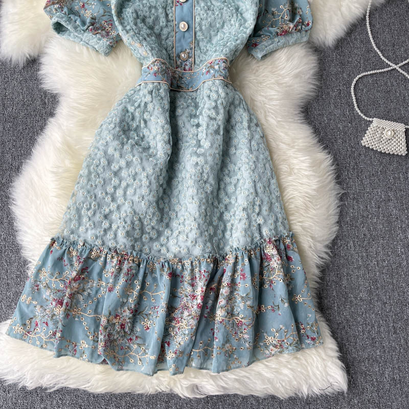 Embroidered Puff-Sleeve A-Line Dress, picture 2 of 6