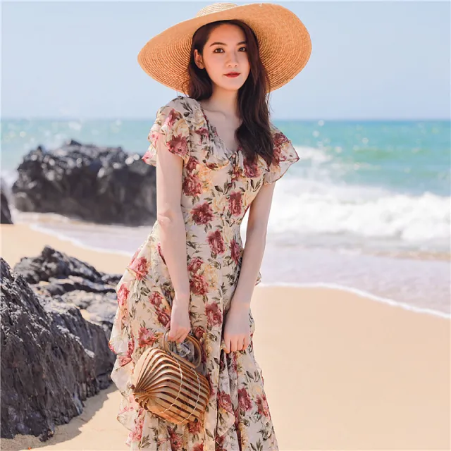 One shoulder Pleated Dress Women's Summer Photo Color - Shop at LoveMi