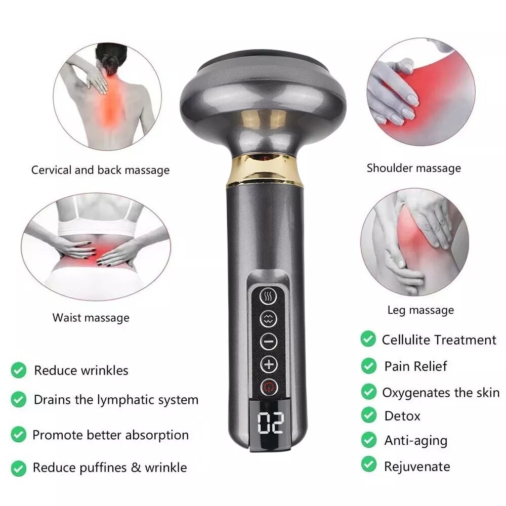 12 Levels Electric Cupping Massager Vacuum Suction GuaSha Anti Cellulite Beauty  Grey 5