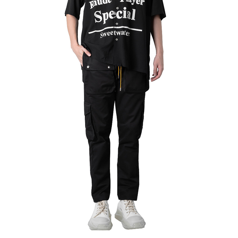 High Street Multi-pocket Breasted Straight Leg Pants Men And Women The Same Trendy Street Casual Pants