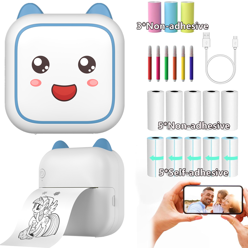 Bluetooth Inkless Mini Pocket Thermal Printer Sticker Photo Label Paper 6 Pens — image 6