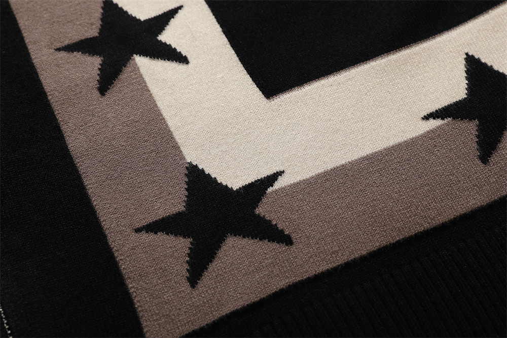 Jacquard Pentagram Lapel Knit Sweater Jacket Men's