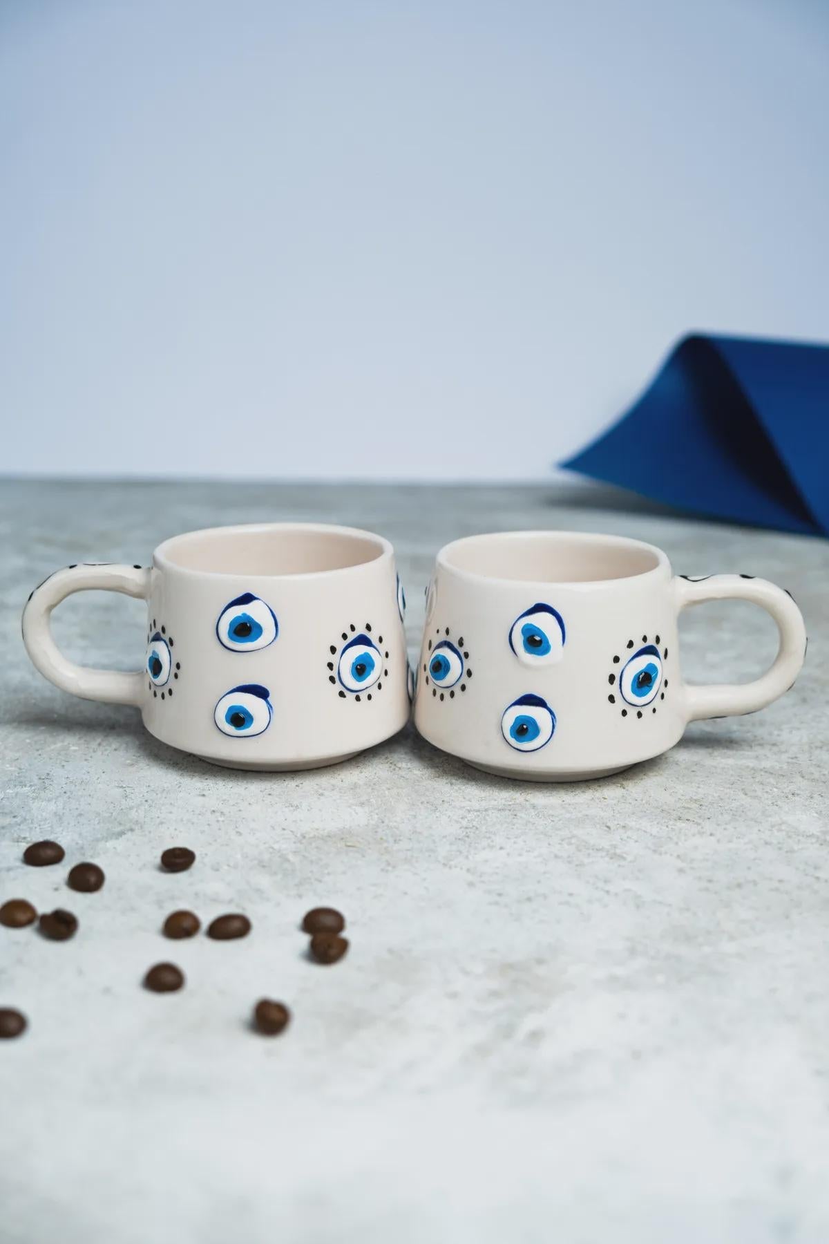Handmade Ceramic Evil Eye Mug Set For Protection And Style 2