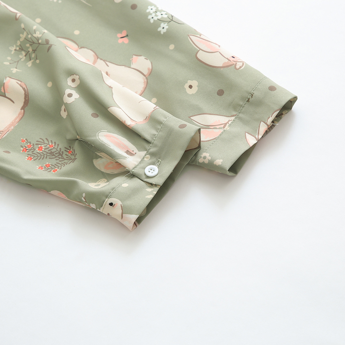 Long-sleeved Lapel Shirt Bottoming Shirt Spring Soft Cute Sweet Printed Chiffon