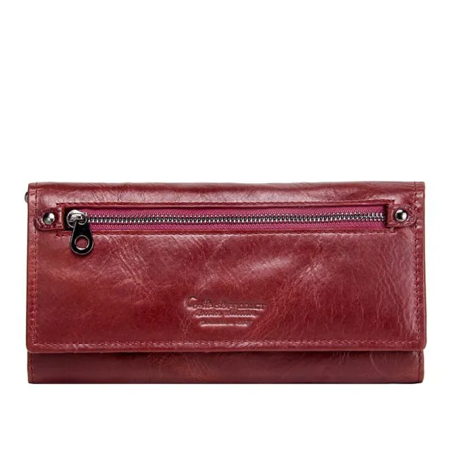 Leather Women's Wallet Long Leather Clutch Multi card Coin Red - Shop at LoveMi