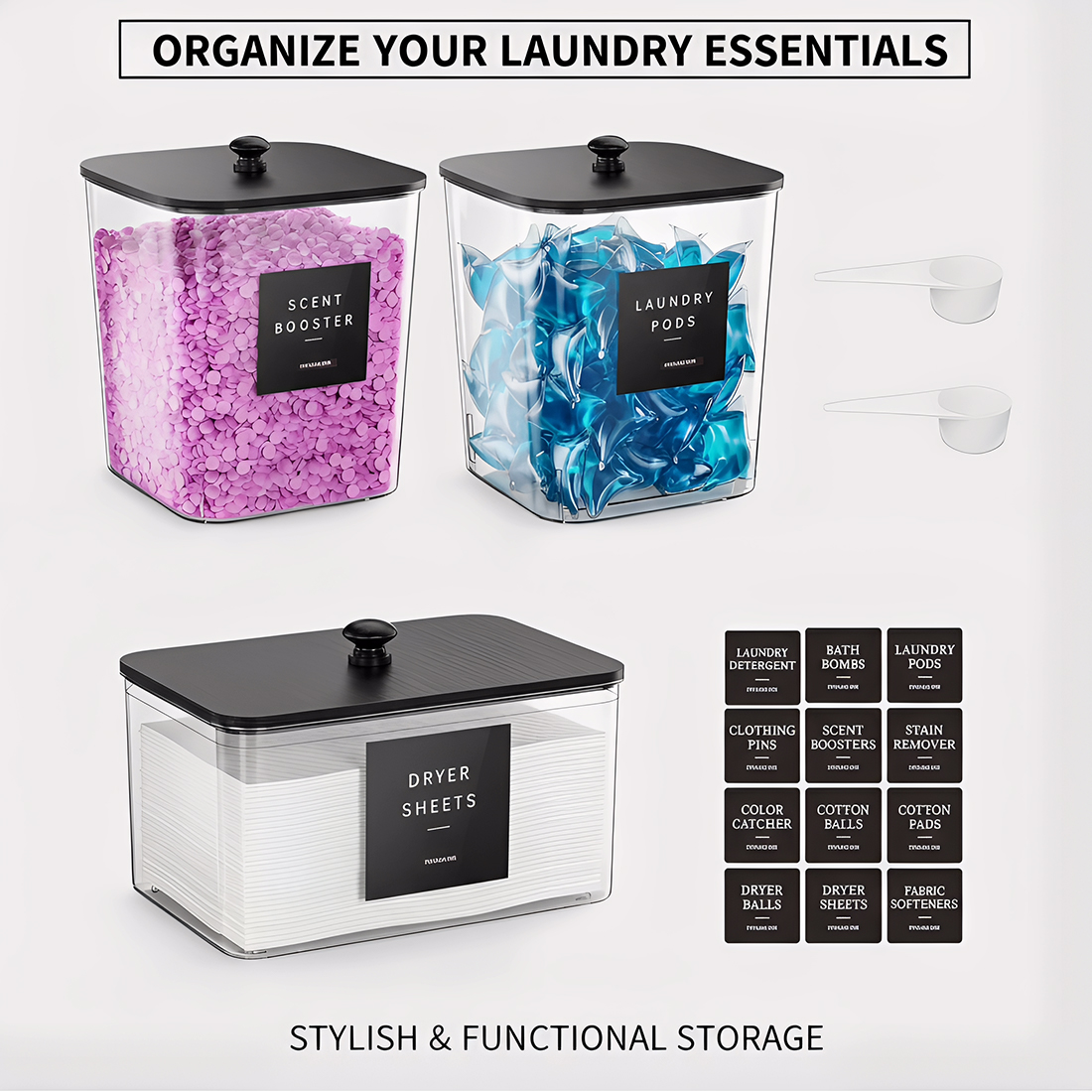 Airtight Laundry Detergent Powder Storage Box Clear Washing Powder Container