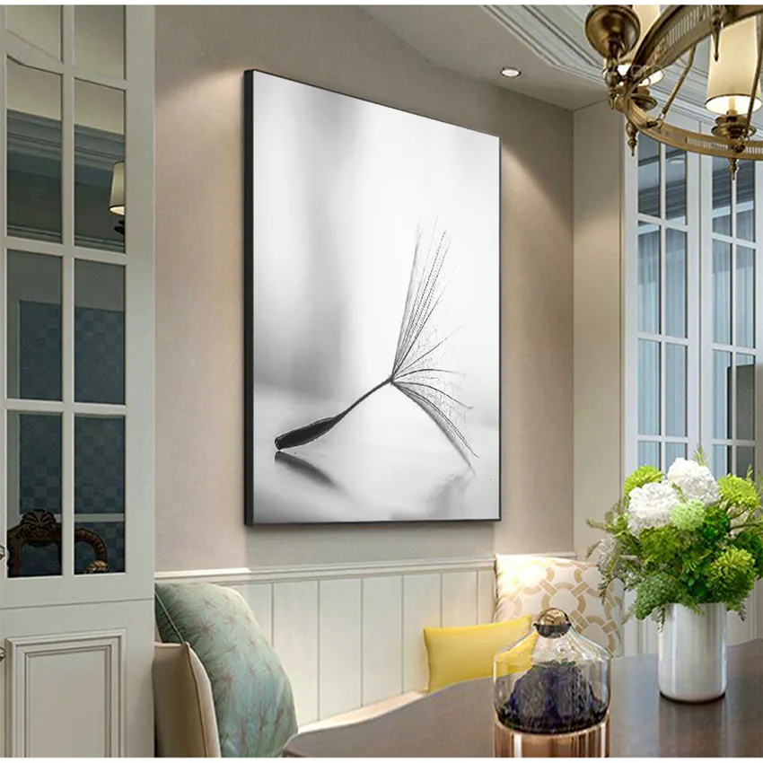 Frameless Abstract Dandelion Flower Canvas Painting Living