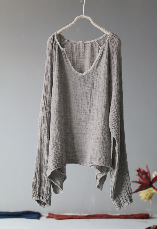 Title 6, Sparse Texture Cotton And Linen Thin Literary Top