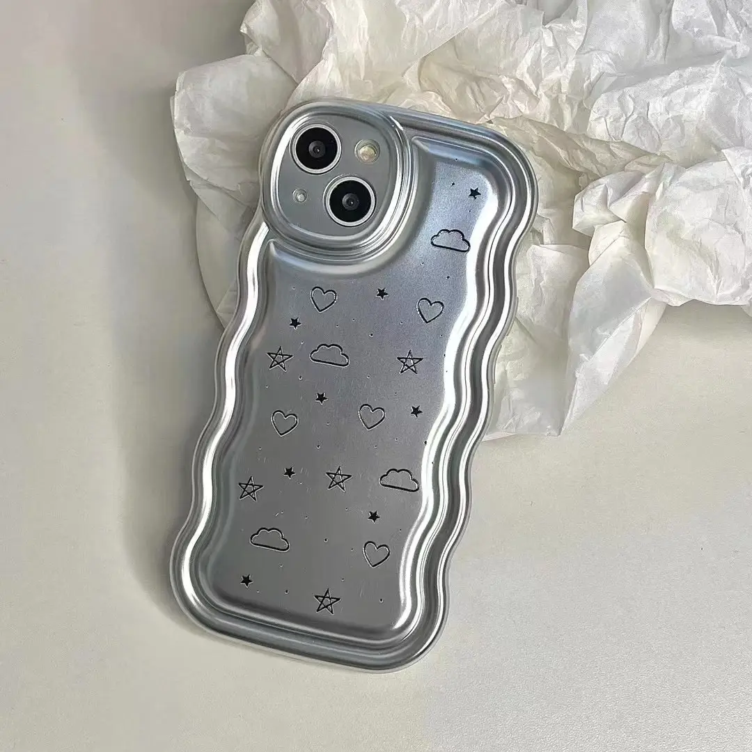 Electroplated Cloud Star Wave Silver Mobile Phone Case