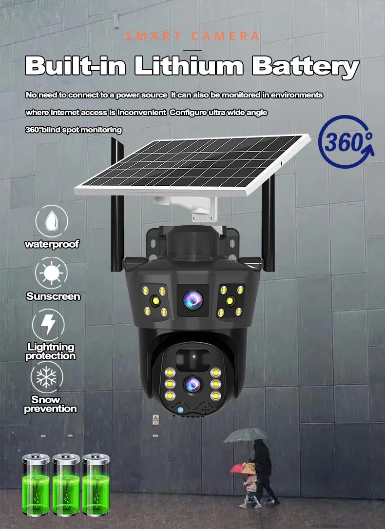 3 Screens Wireless Security Camera Wifi Solar Powered Voice PIR Cctv Outdoor UK 3