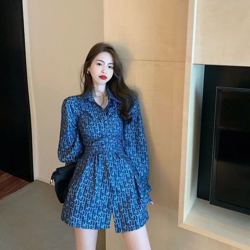 Women's Autumn Long Sleeve Shirt Jacket - Shirt Vest Set-L
