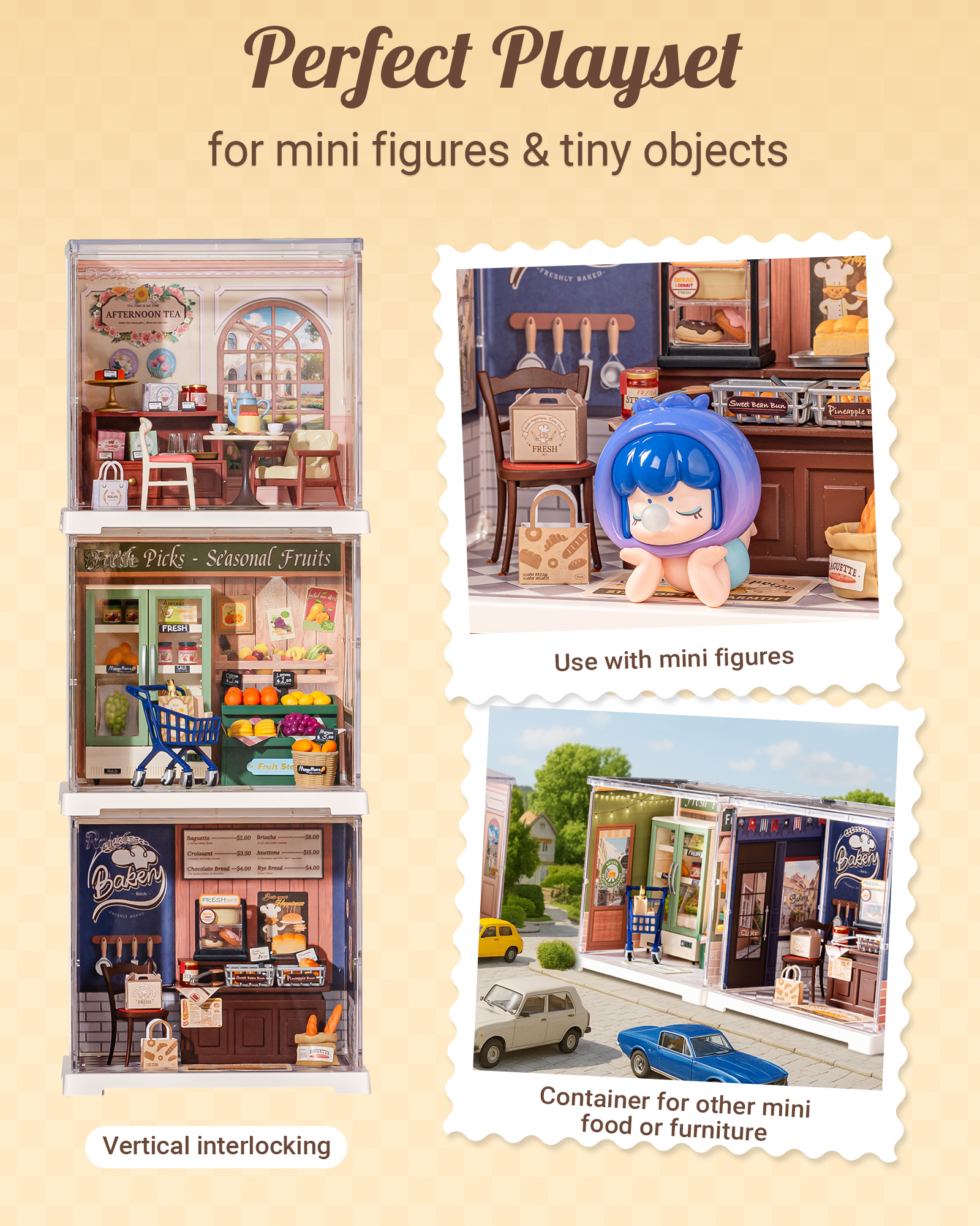 Rolife Super Creative DIY Plastic Mini House Set - 3D Puzzle With Dust Cover, Compatible With Mini Figures, Multiple Themes Available, Home Decor, Teen And Adult Gift