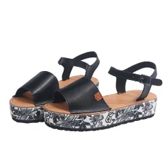Women's Fashionable Platform Height Increasing Sandals - Black - View 1