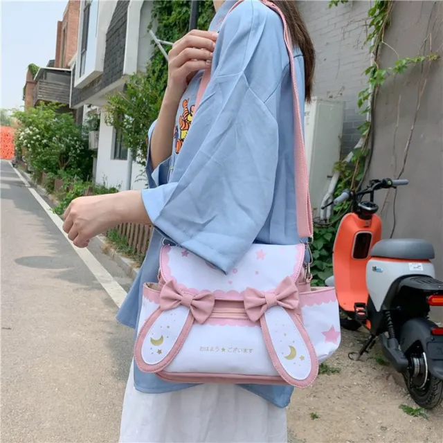 Girls Canvas Japanese Casual Mini Shoulder Messenger Bag Pink - Shop at LoveMi